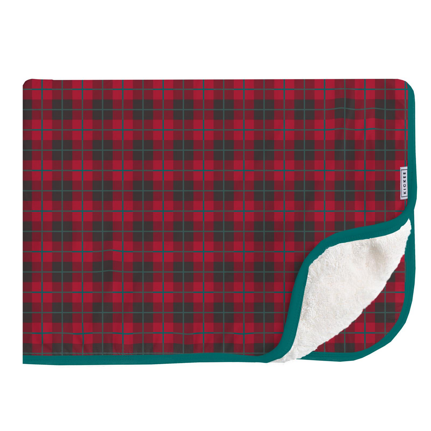 Anniversary Plaid Print Sherpa-Lined Throw Blanket