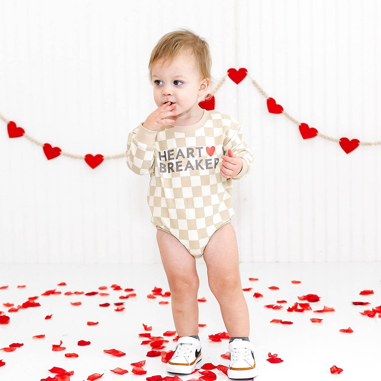 Heartbreaker Checkered Valentine's Day | Long Sleeve Romper