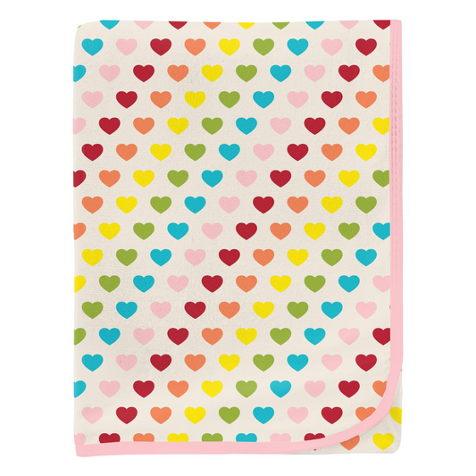 Rainbow Hearts Print Swaddling Blanket