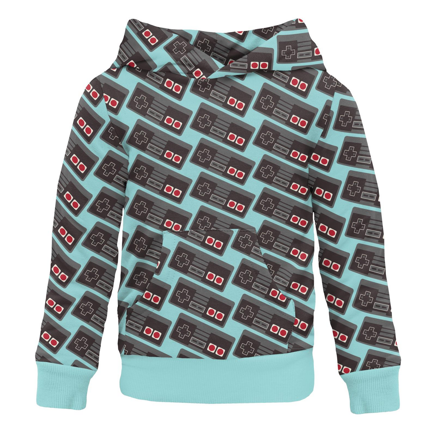 Summer Sky Retro Game Controller Fleece Kangaroo Pocket Pullover