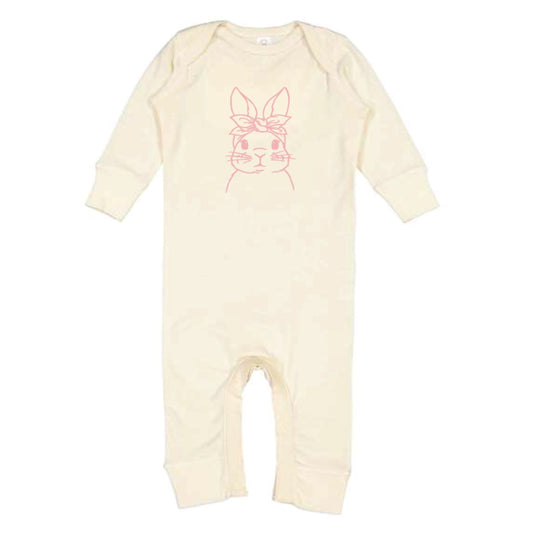 Pink Bunny Graphic Bodysuit in Natural