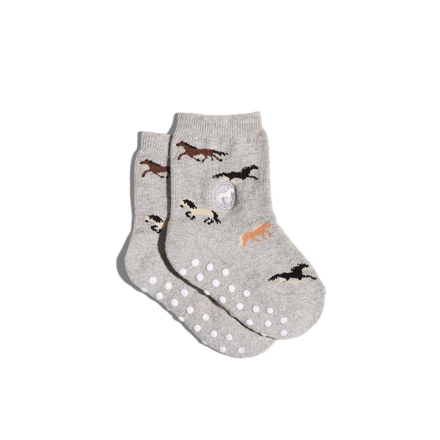 Kids Socks that Save Horses (Grey with horses)