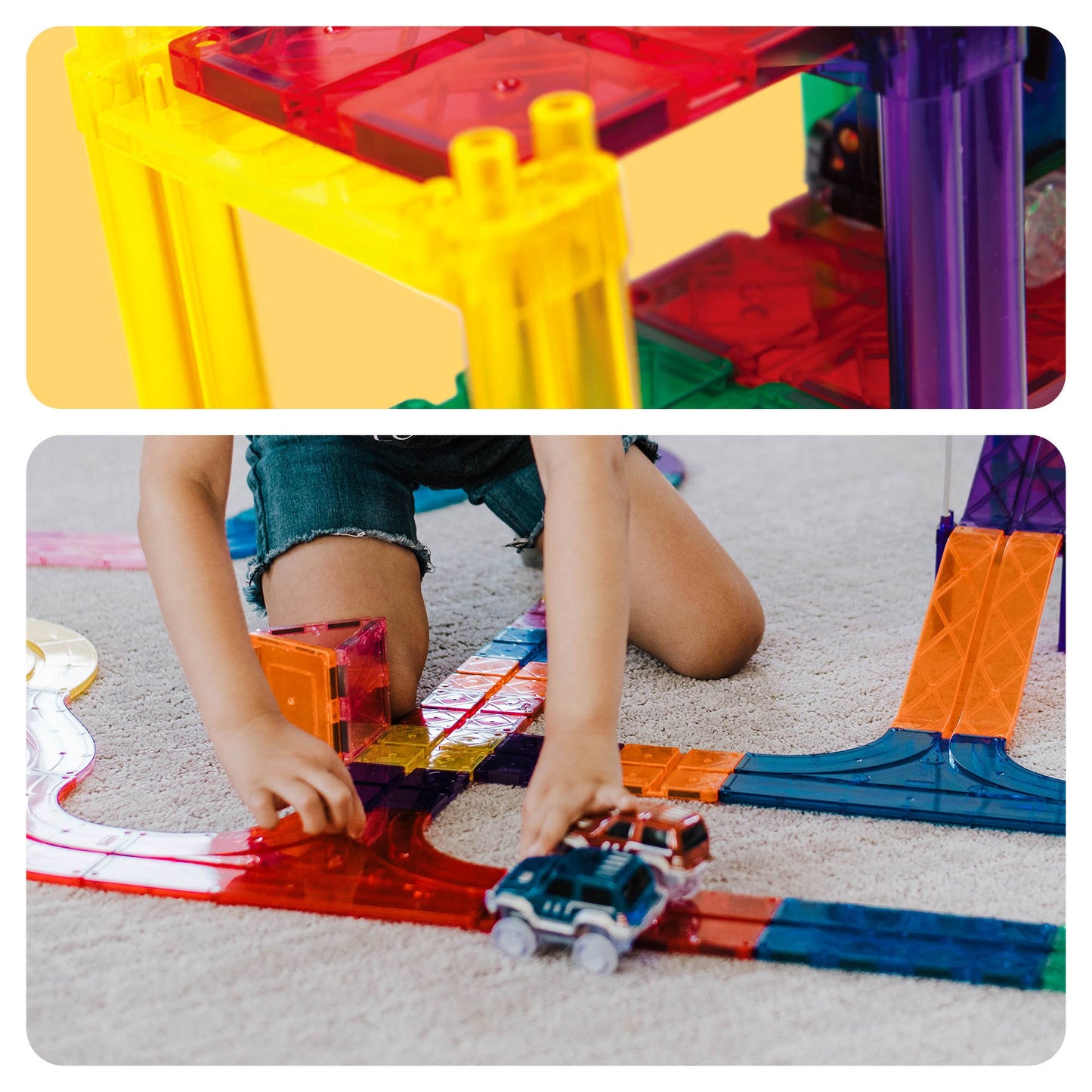 PicassoTiles 50pc Magnetic (Race Track) Building Set