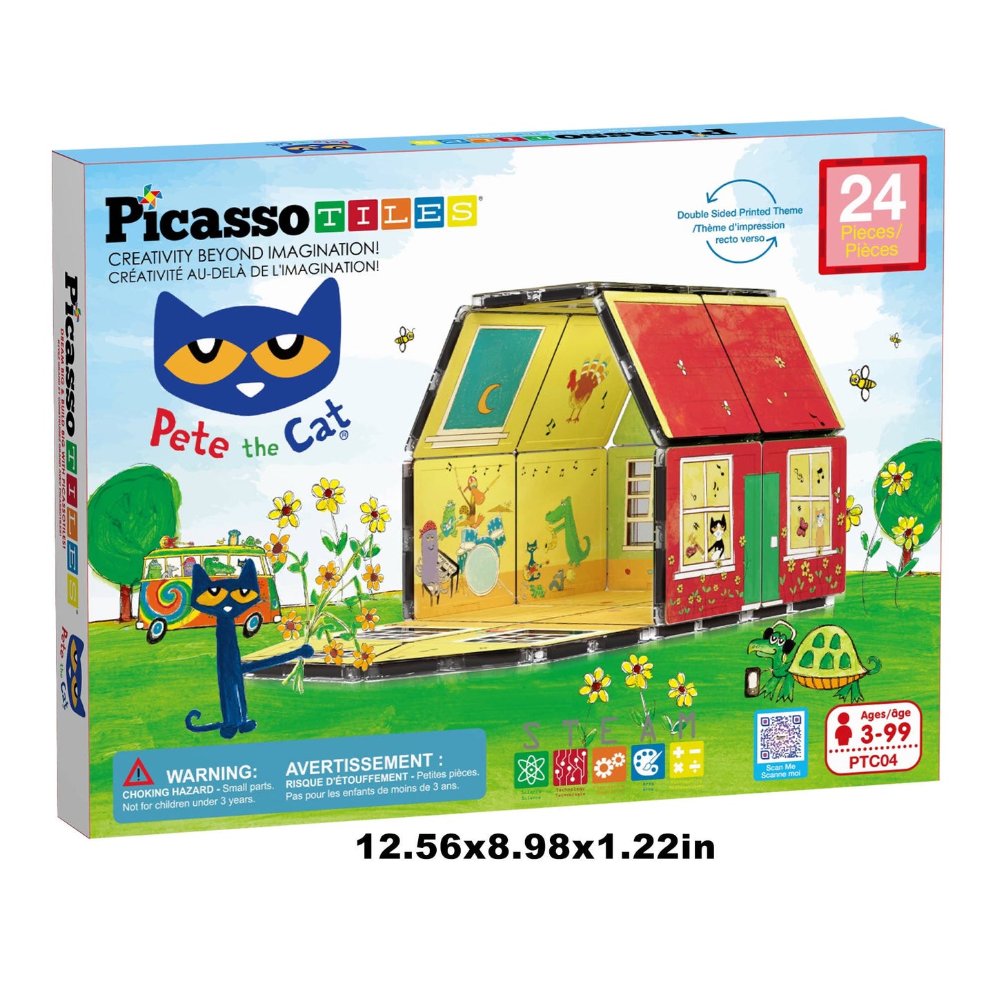 PicassoTiles Pete The Cat Magnetic Tile House - 24 Pieces