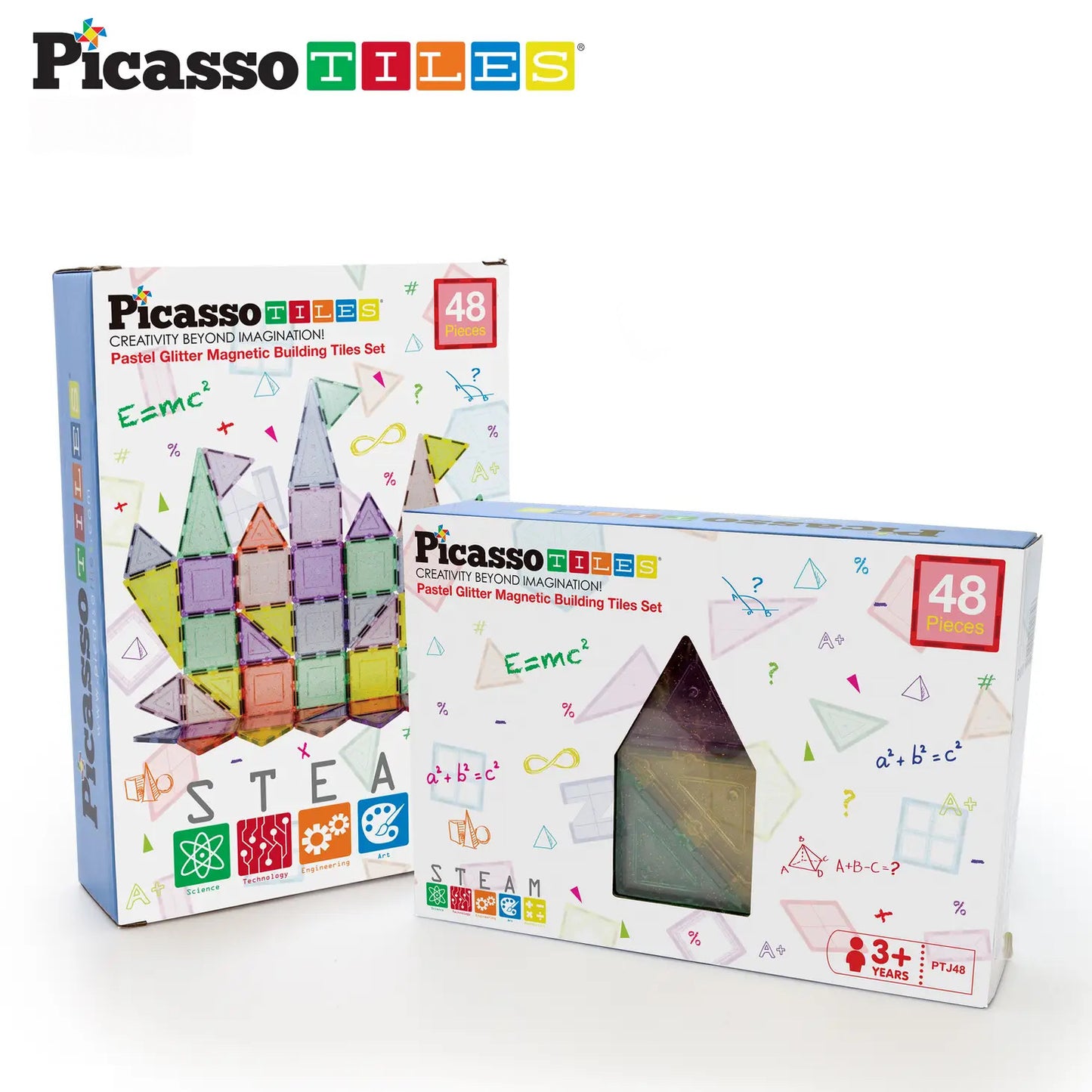 PicassoTiles 48 Piece Glitter Magnetic Tileset