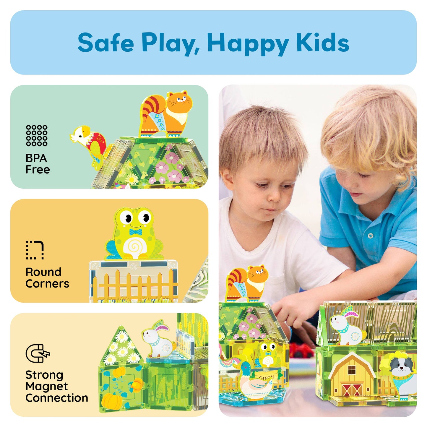PicassoTiles 26pc Magnetic Tile (Farm Theme) Toy Set