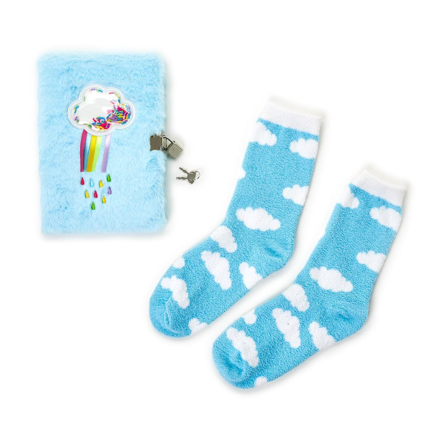 Happy Thoughts Journal w/Lock and Cloud Socks