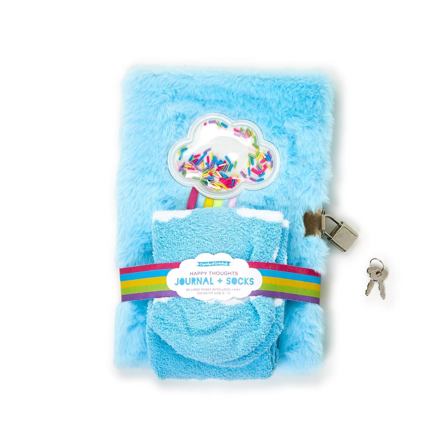 Happy Thoughts Journal w/Lock and Cloud Socks