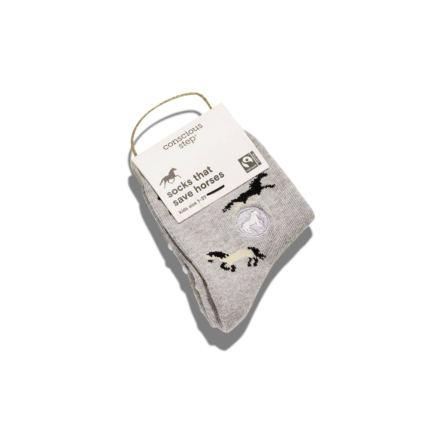 Kids Socks that Save Horses (Grey with horses)