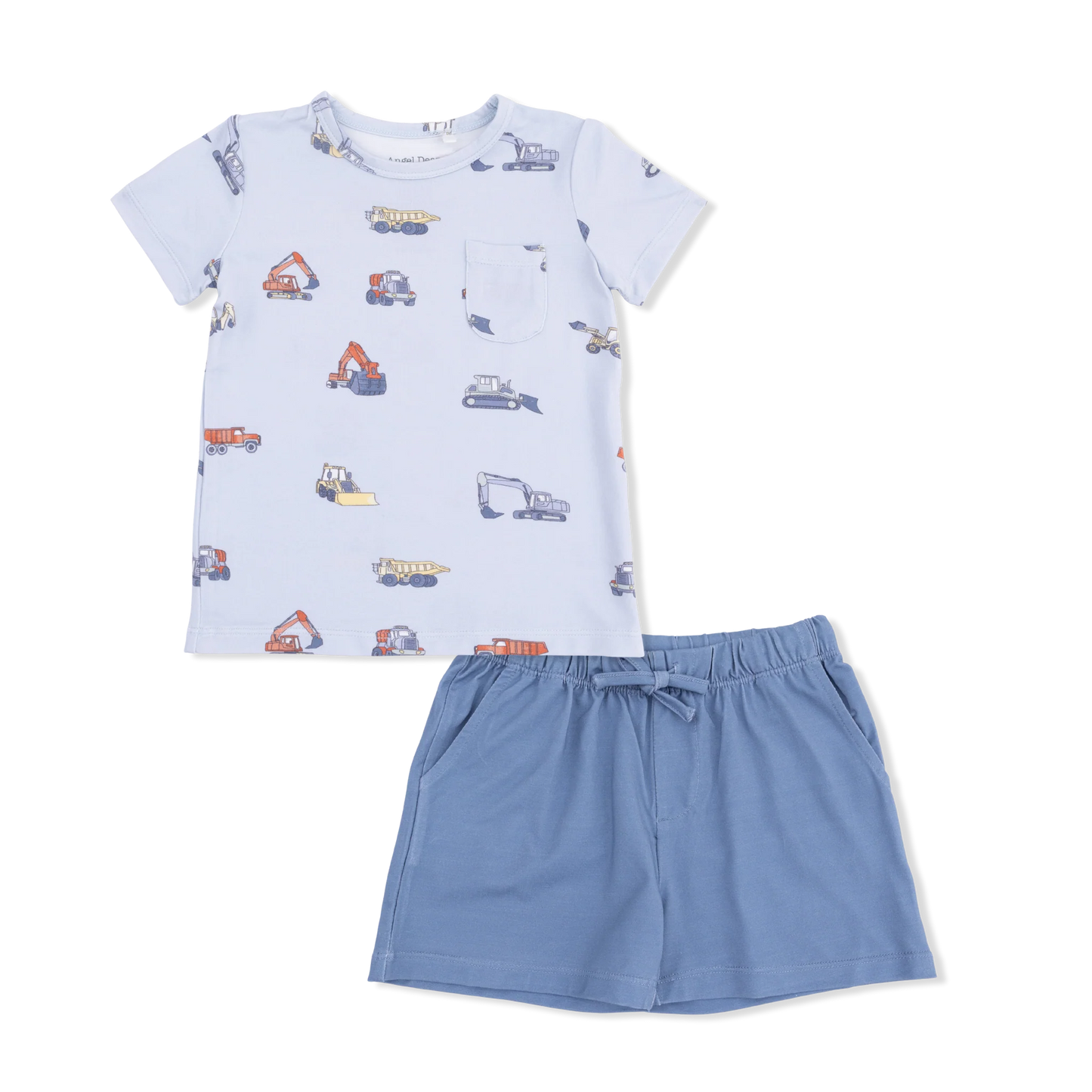 Construction Vehicles | Crew Neck Tee with Casual Short
