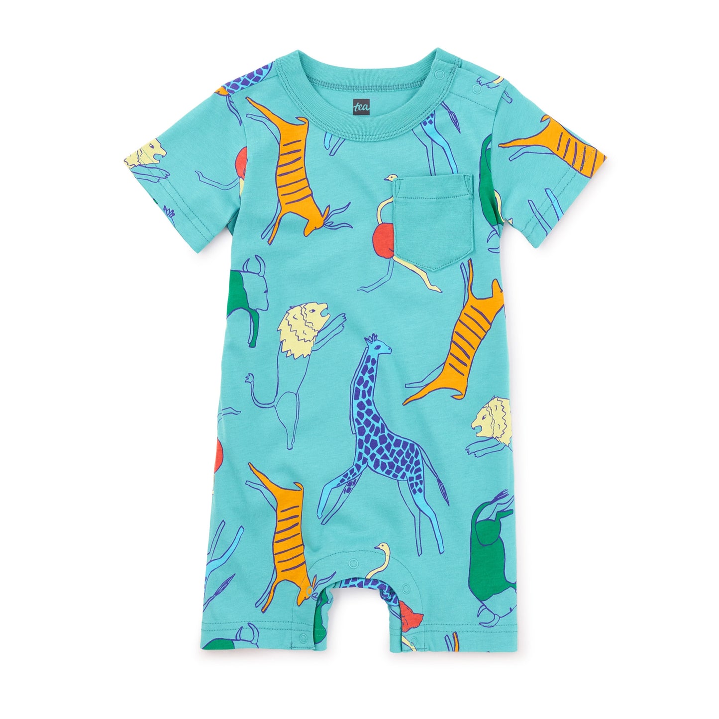 Maasai Mara Animals Pocket Shortie Baby Romper