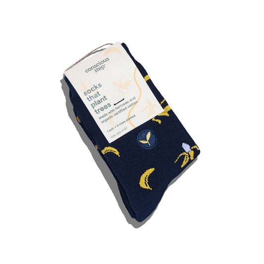 Kids Socks that Plant Trees (Navy Bananas)