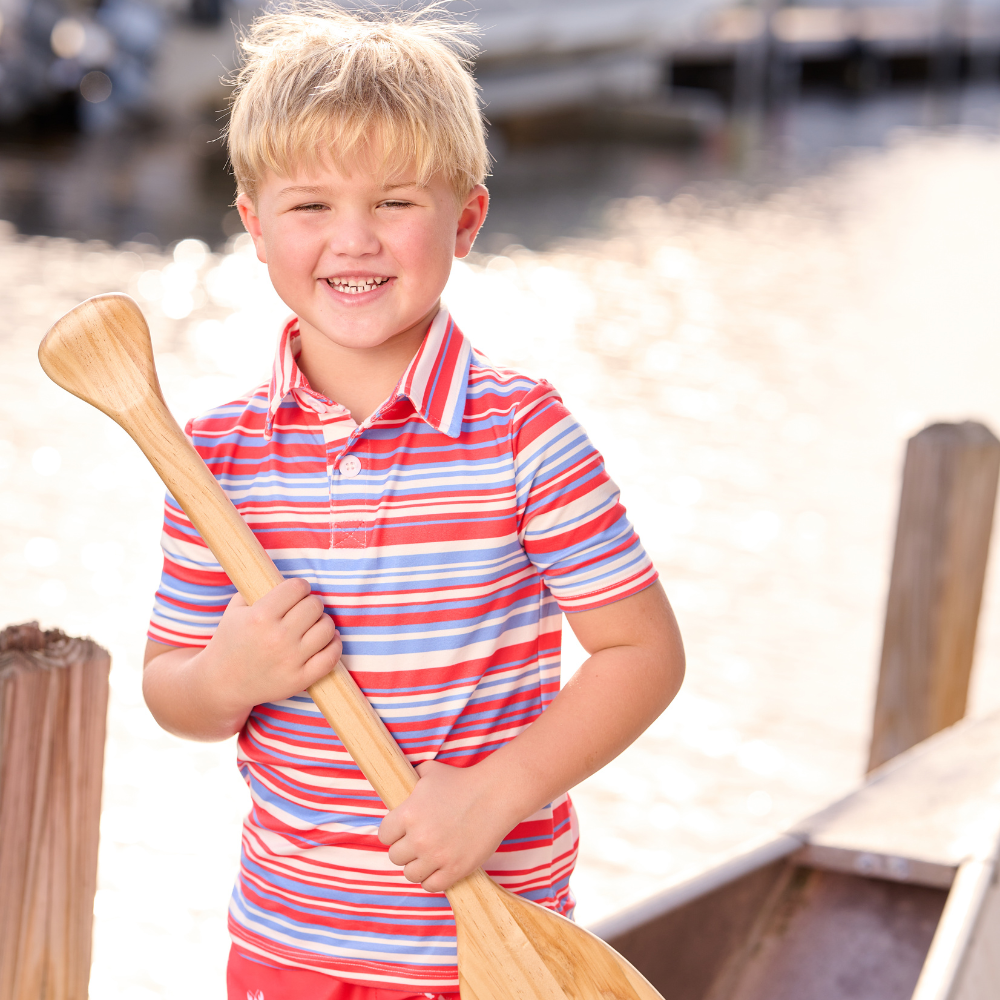 Boys Summer Shirt - Davis Pocket Polo - Cape Cod Stripe