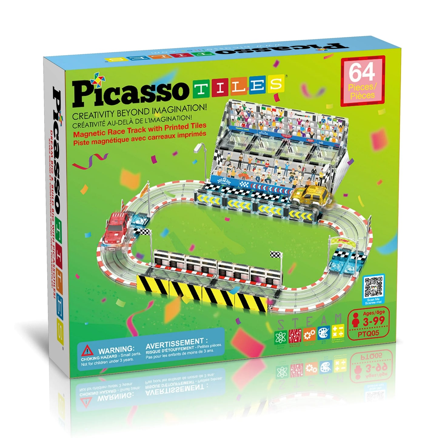 Race Track Magnetic Tiles (64pcs) Building Blocks Set