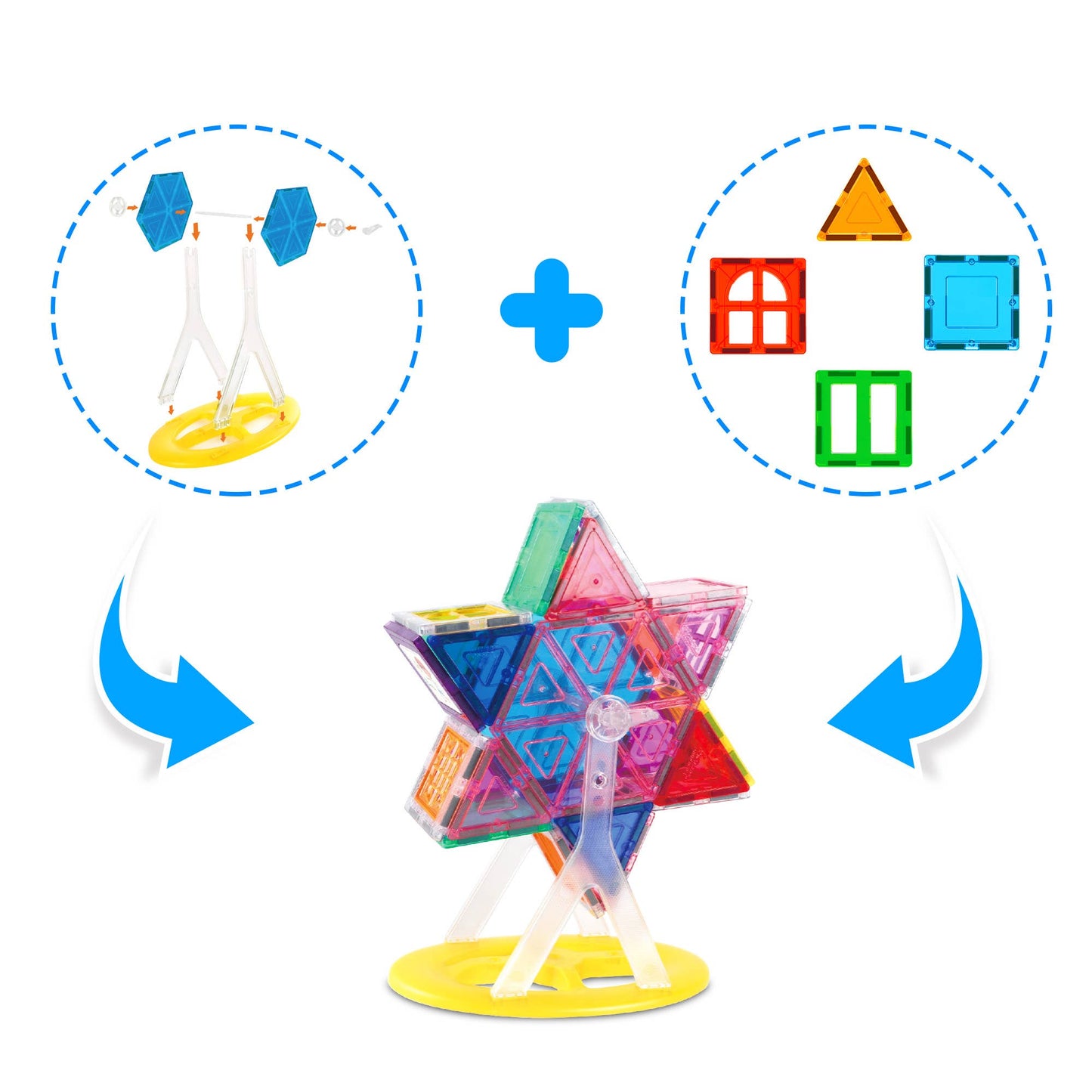 PicassoTiles 9pc (Ferris Wheel) Magnetic Tile Building Set