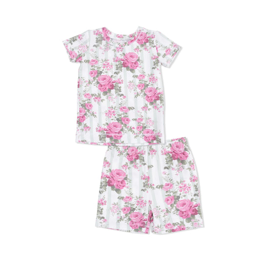 Loungewear Short Set | Cabbage Rose Stripe