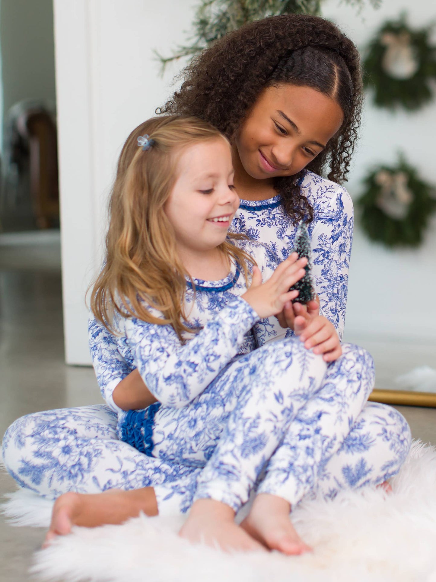 Toddler Girls Winter Bliss Toile Modal Ruffle Long Sleeve Pajama Set