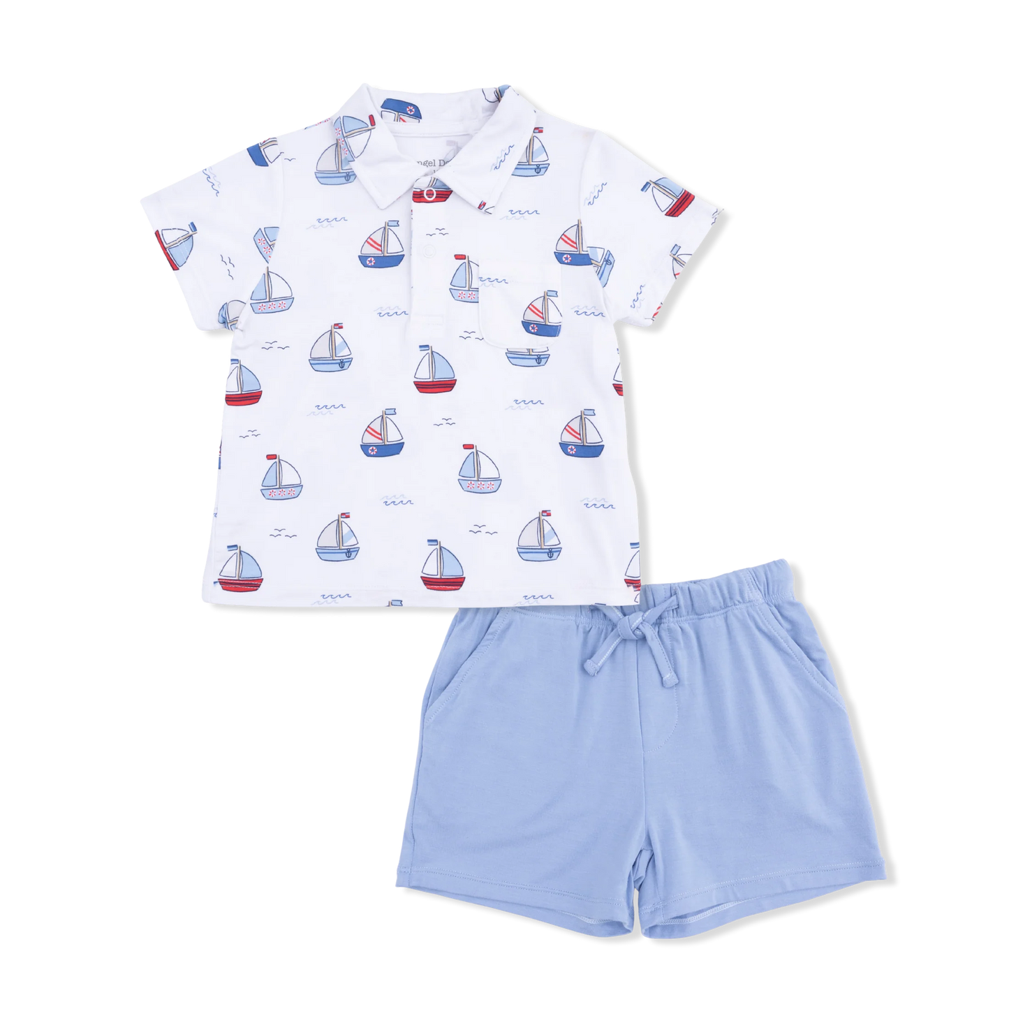 Bubbly Sailboats Blue | Polo with Casual Short