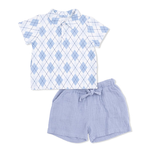 Blue Argyle | Polo with Casual Short
