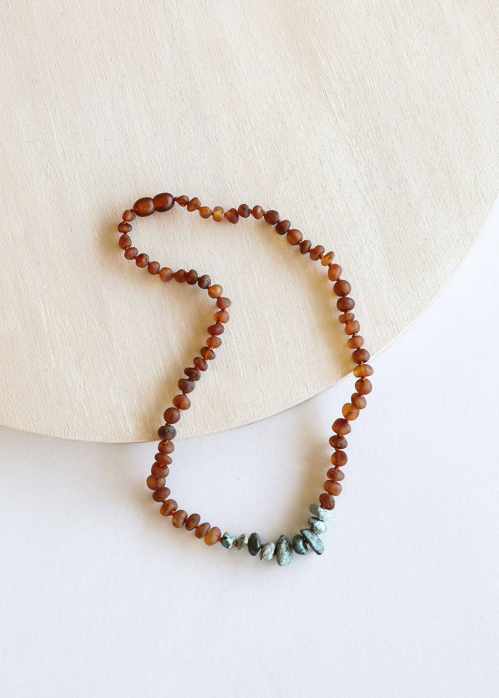 Raw Cognac Baltic Amber + Raw Turquoise Jasper || Necklace