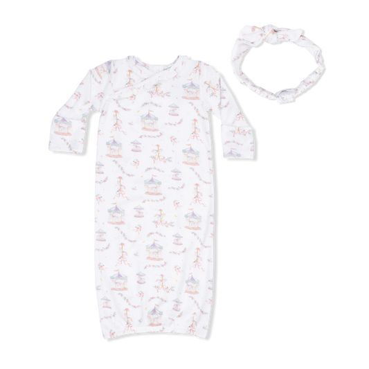 Carousel with Bows | Kimono Gown & Knot Headband