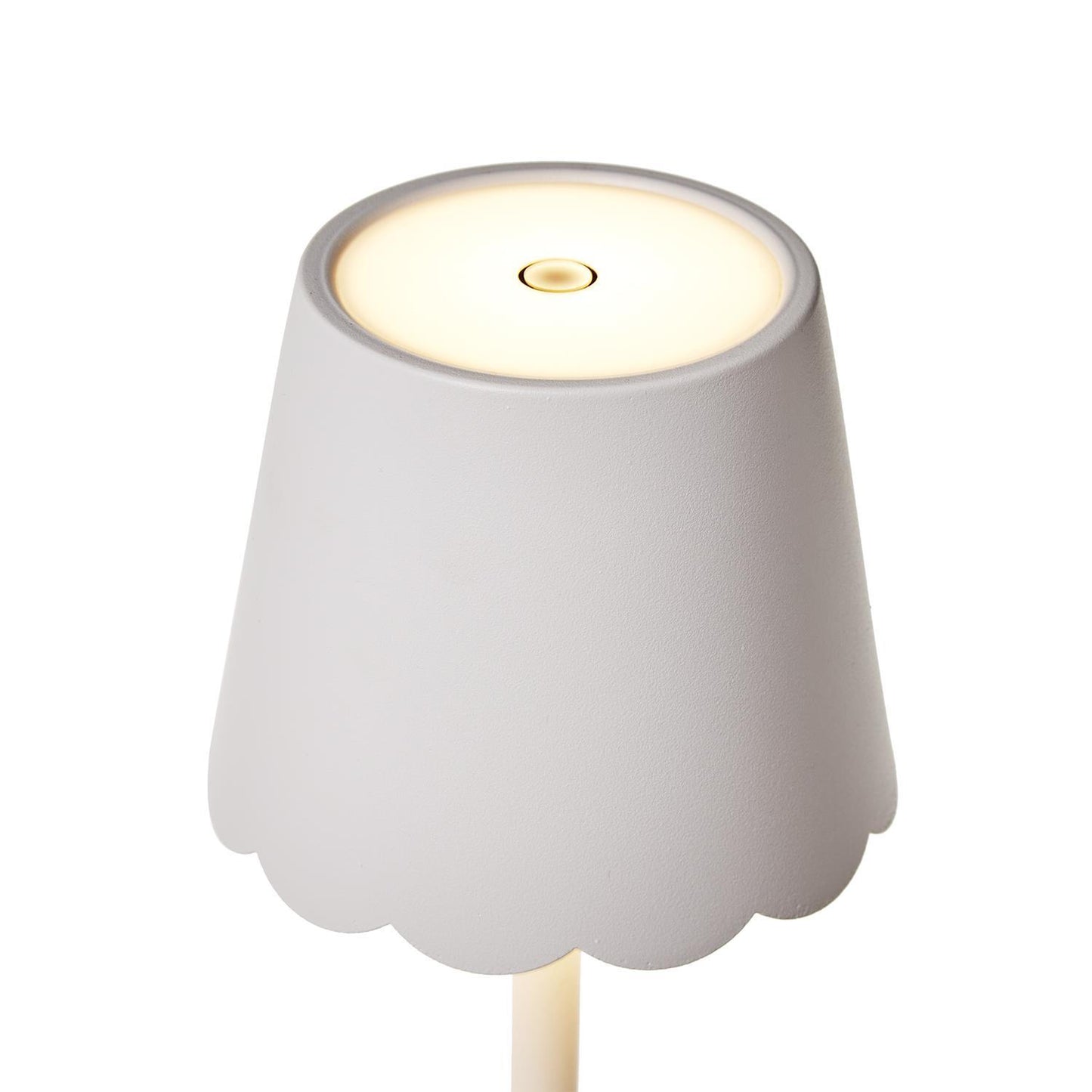 Two's Company Scalloped Edge Shade LED Cordless Table Lamp-White