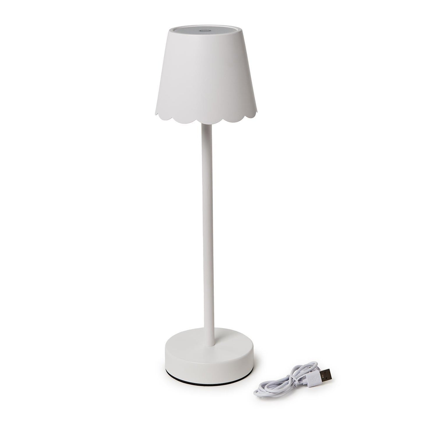 Two's Company Scalloped Edge Shade LED Cordless Table Lamp-White