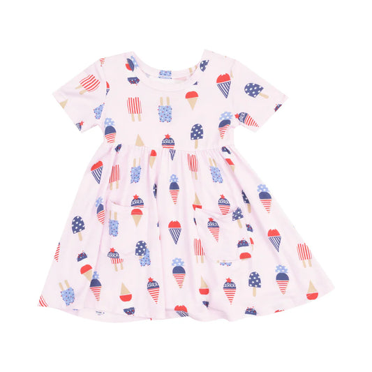 Short Sleeve Twirly Dress-American Ice Cream-Pink