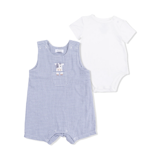 Blue Blizzard Cow | Jon Jon w/ Short Sleeve Bodysuit