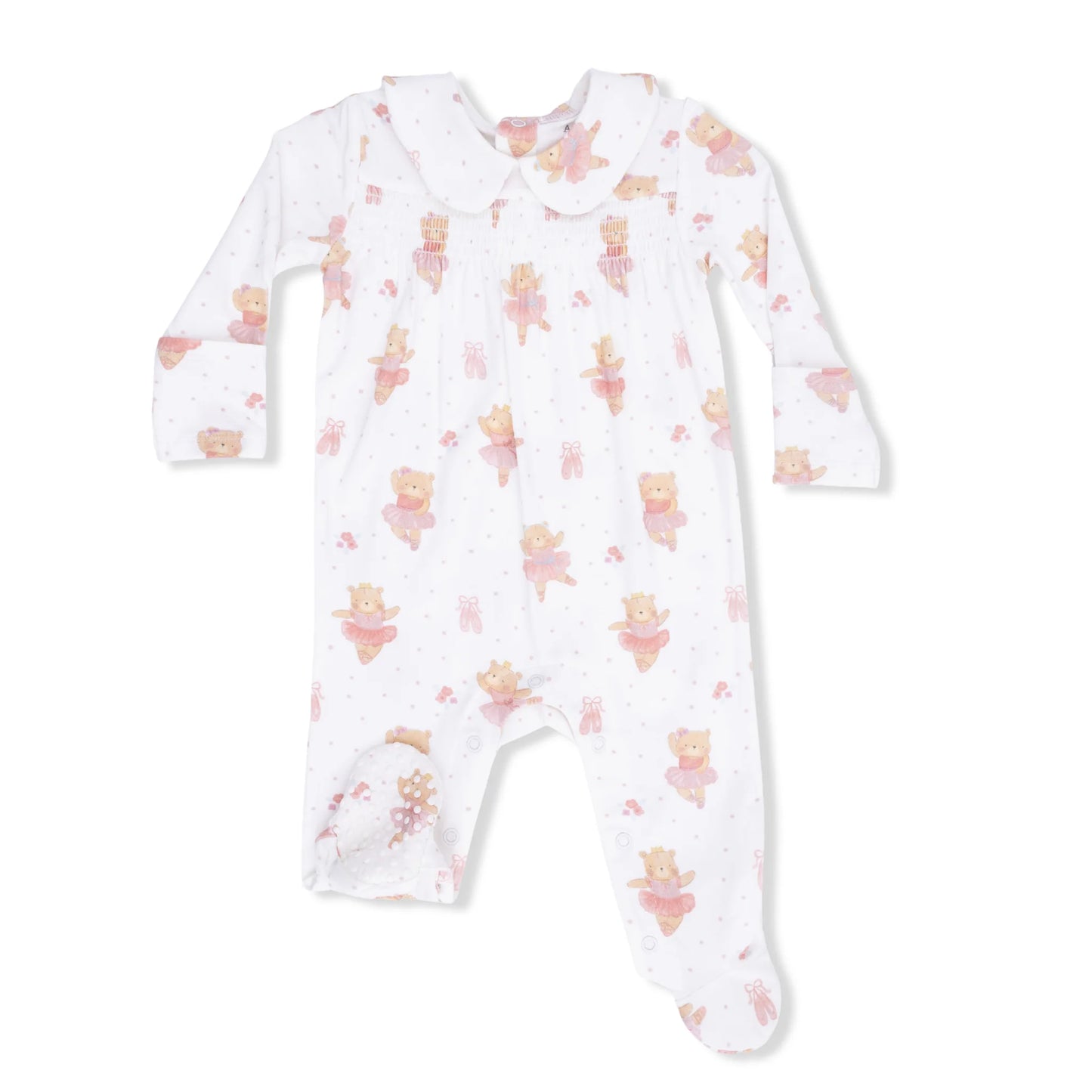 Smocked Peter Pan Snap Footie | Teddy Bear Ballerina