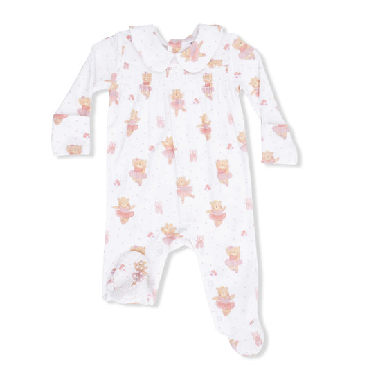 Smocked Peter Pan Snap Footie | Teddy Bear Ballerina