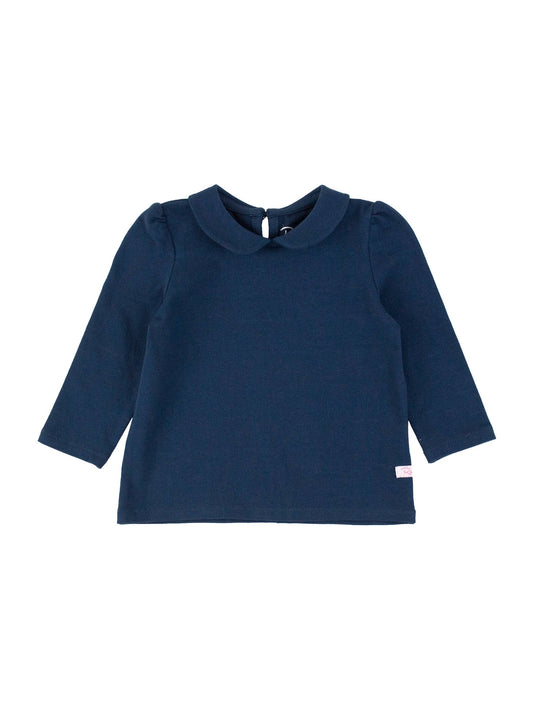 Navy Peter Pan Collar | Long Sleeve Top