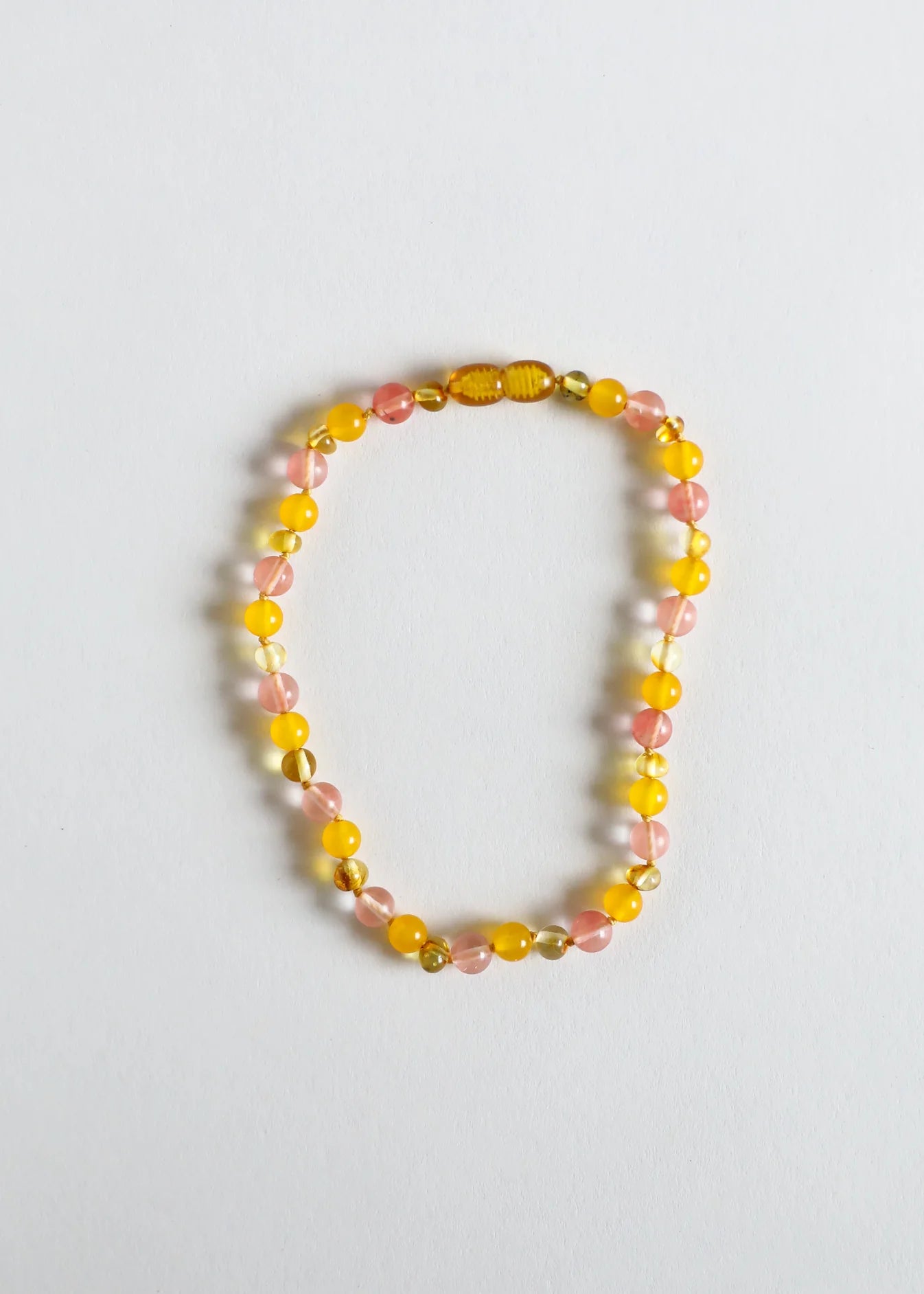 Polished Honey Baltic Amber + Honeysuckle Gemstones Necklace