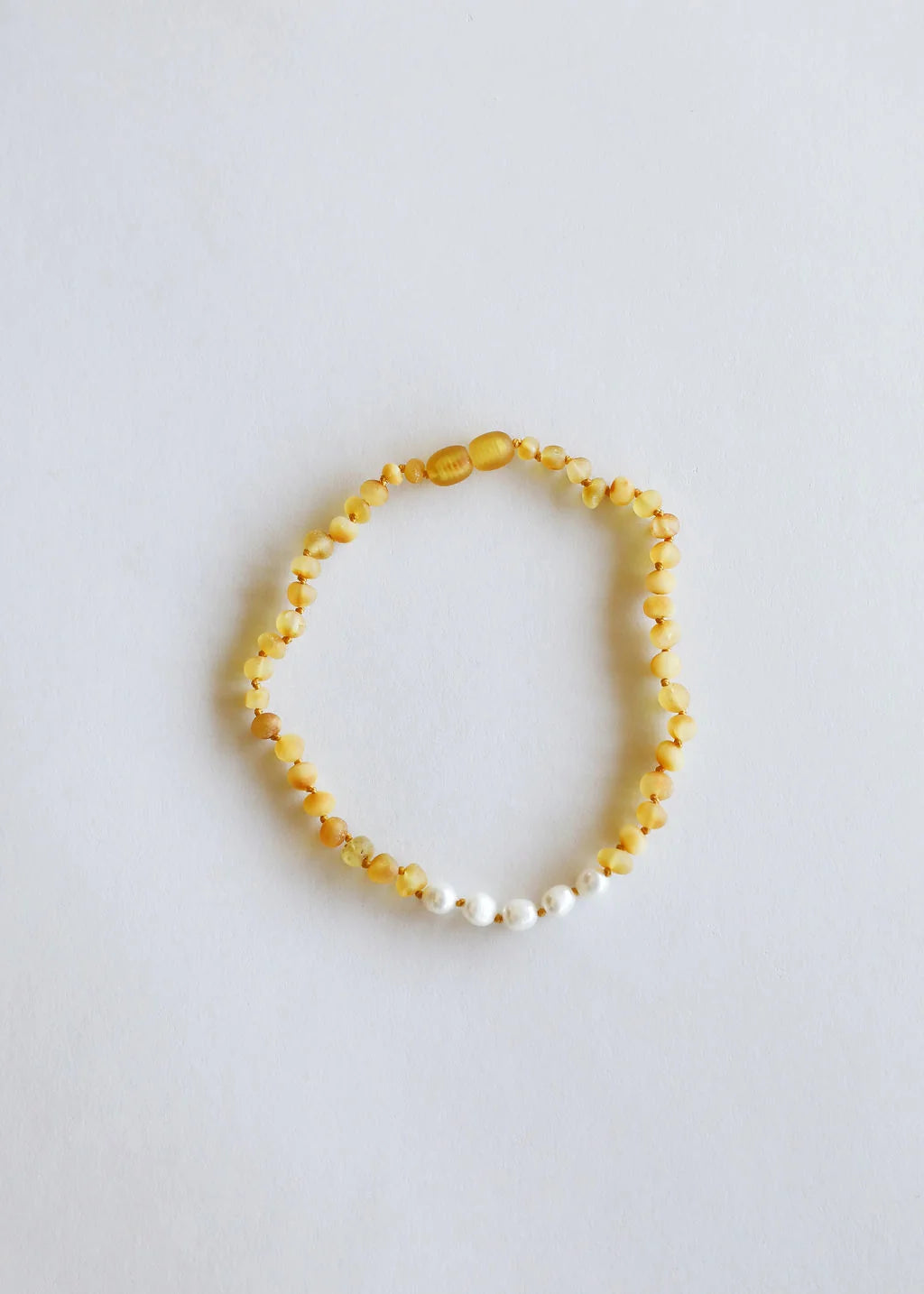 Raw Honey Balic Amber + Pearl Necklace