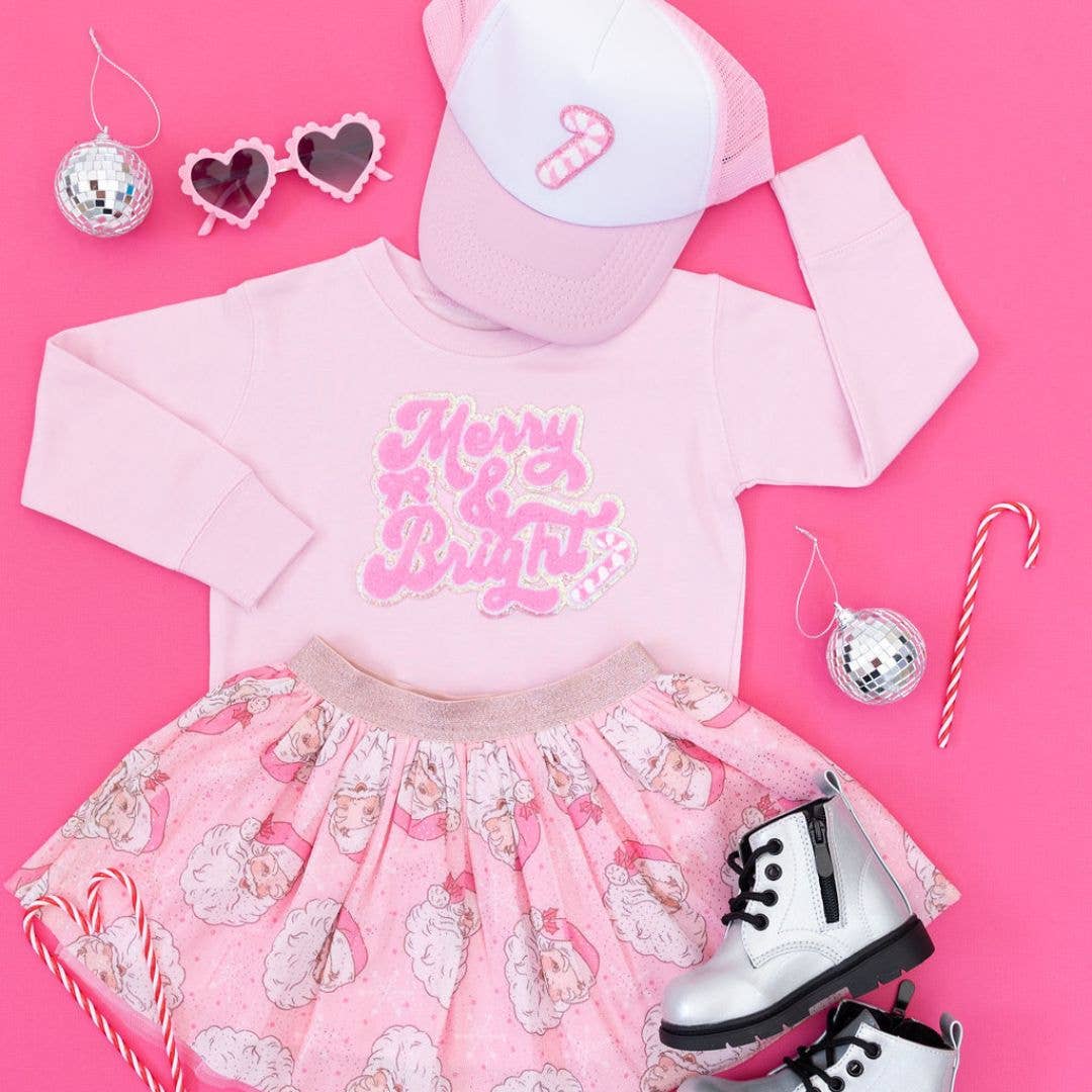 Merry and Bright Patch Christmas Sweatshirt - Kids Holiday