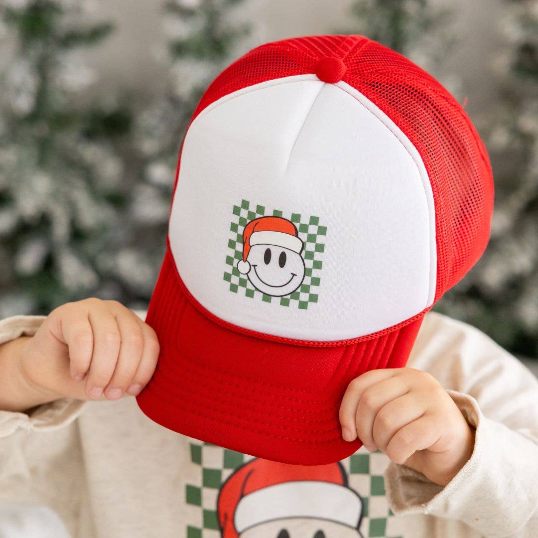 Santa Smiley Christmas Trucker Hat | Kids Holiday Hat