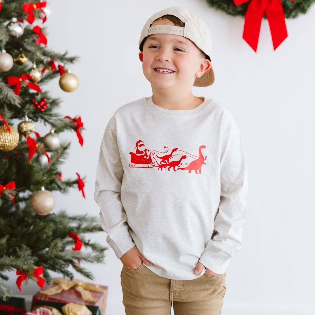 Dino Christmas | Boys Long Sleeve Shirt