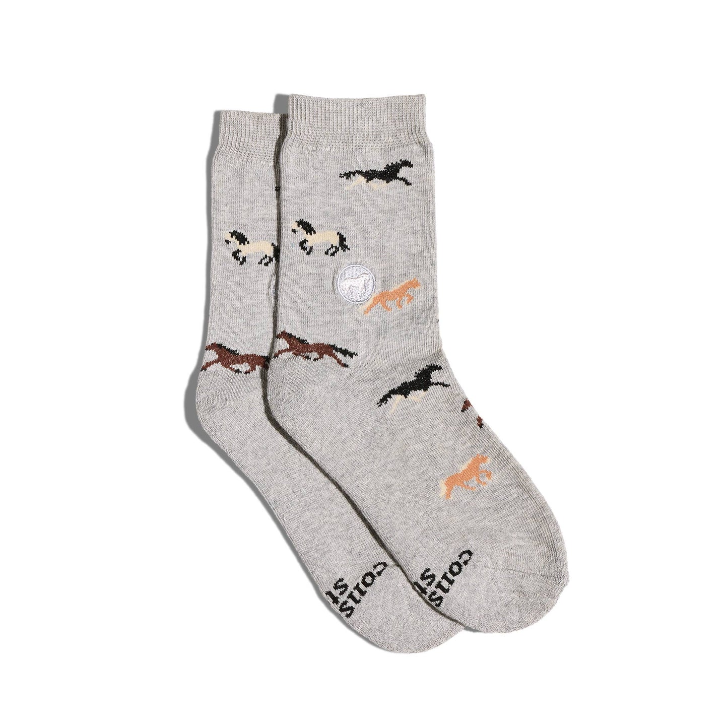 Kids Socks that Save Horses (Grey with horses)