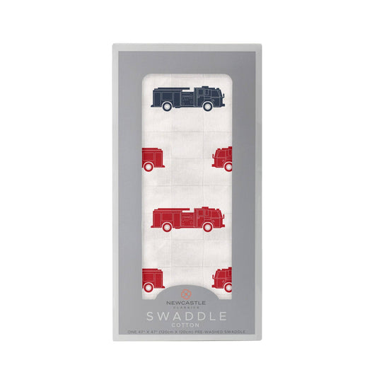 Blue and Red Fire Trucks - Swaddle