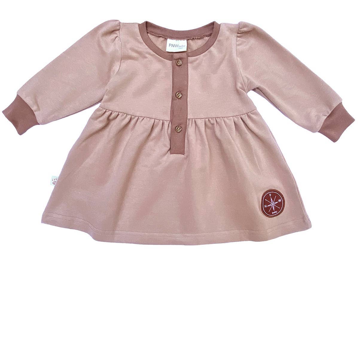 PNW Baby Button Dress- Rose