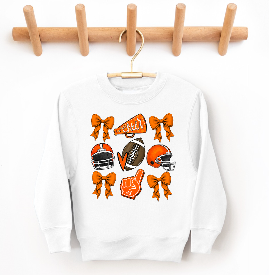 Orange Football Cheer Game Day Crewneck