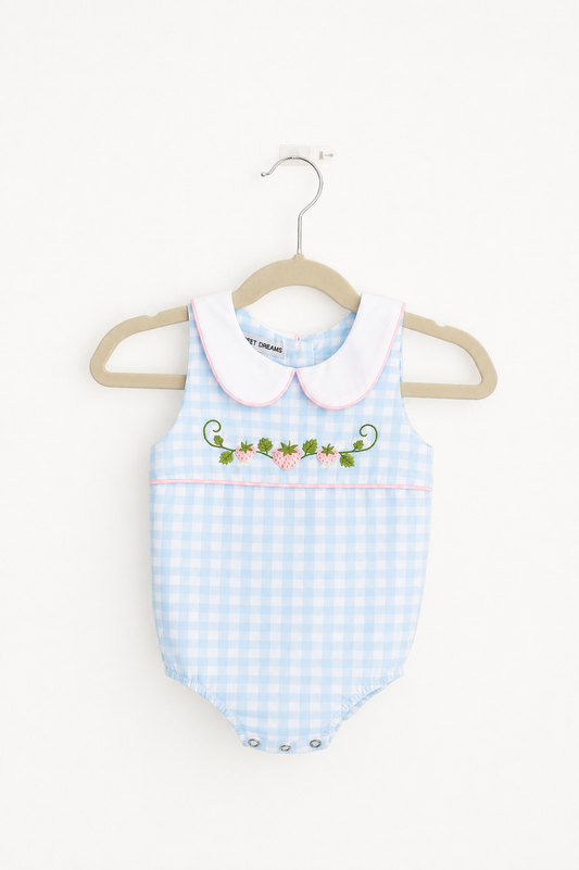 Strawberry | Blue Gingham Bubble