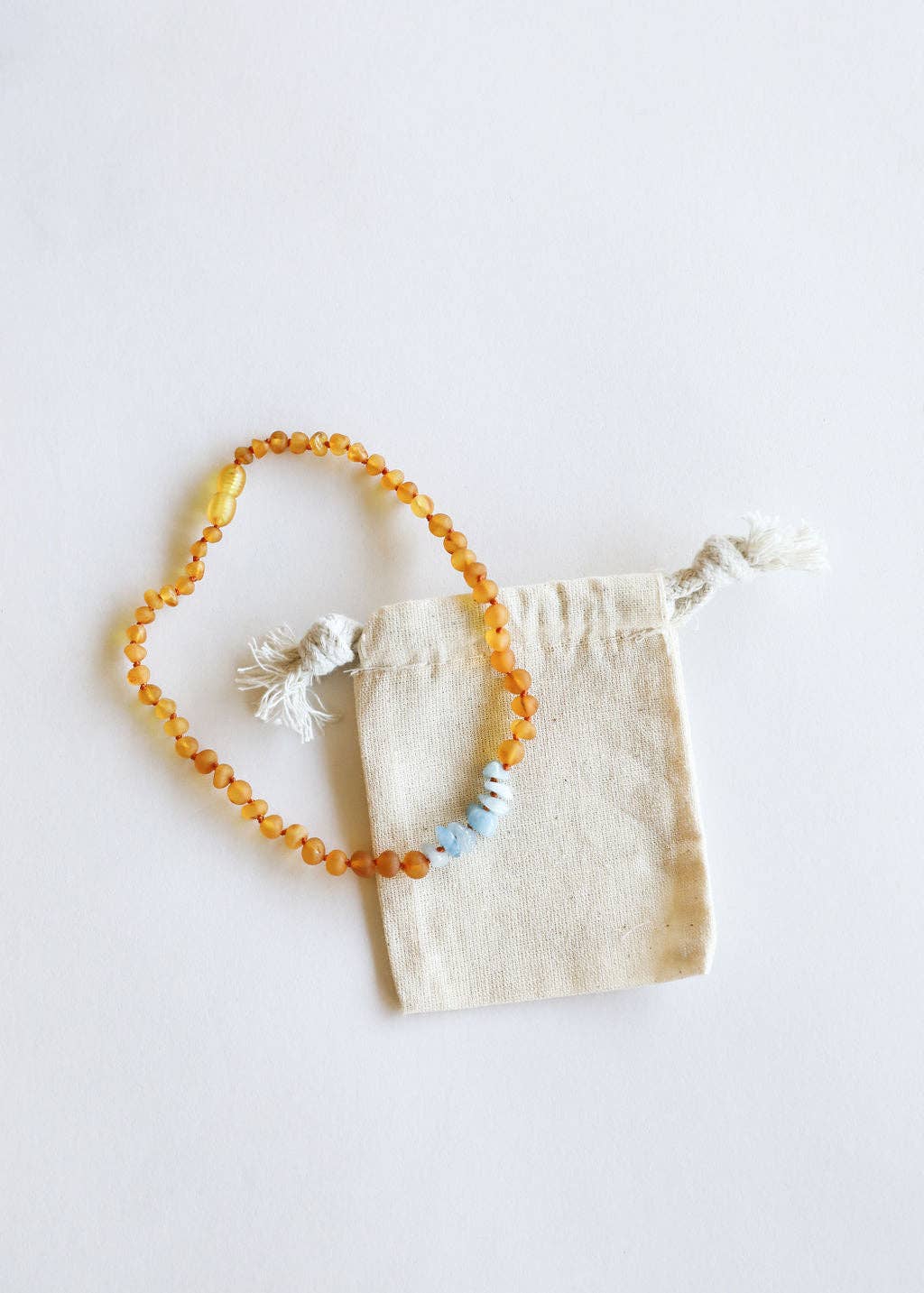 Raw Honey Baltic Amber + Aquamarine || Necklace