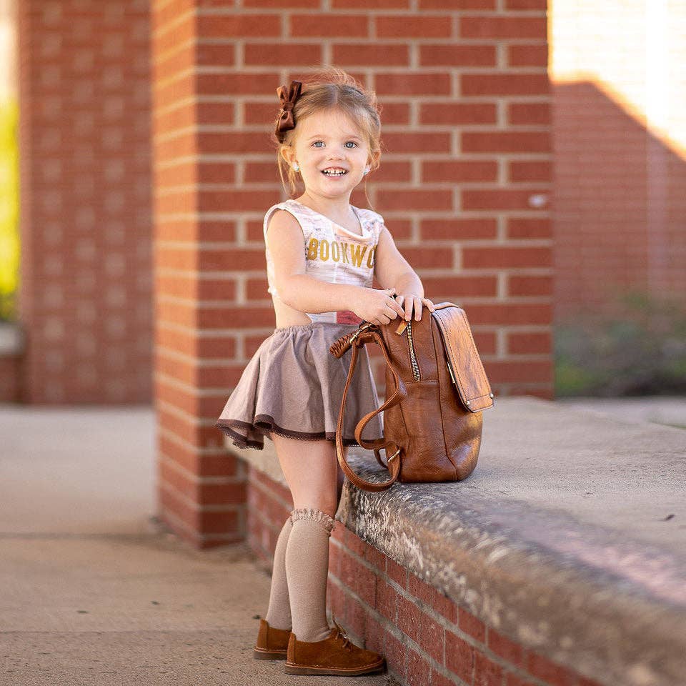 Oat | Lace Top Knee High Socks