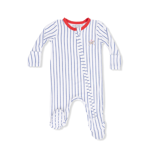 Baseball Stripe | 2 Way Zipper Footie