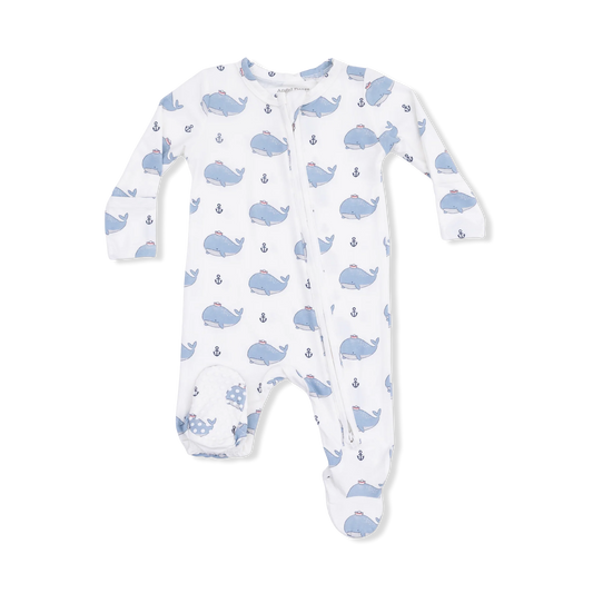 Bubbly Sailor Whales Blue | 2 Way Zipper Footie