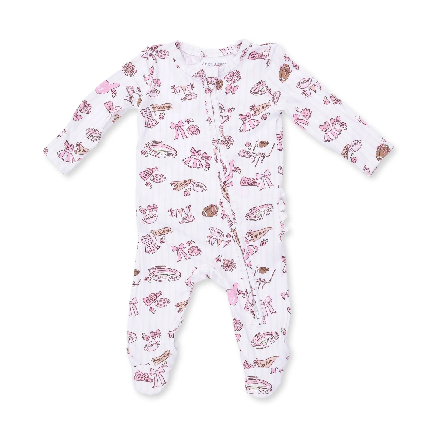 Football Cheer Nursery | 2 Way Ruffle Back Zipper Footie