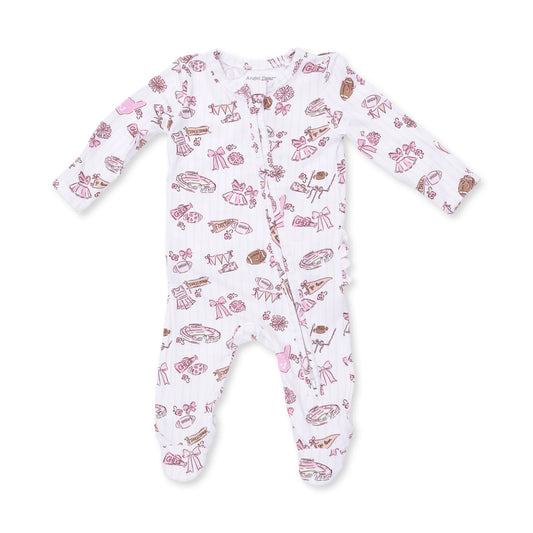 Football Cheer Nursery | 2 Way Ruffle Back Zipper Footie
