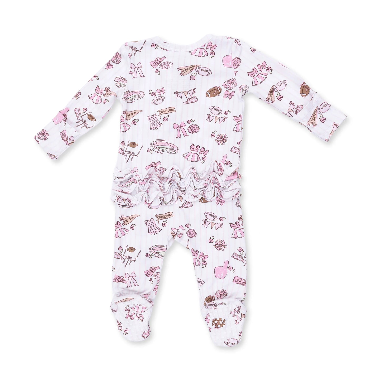 Football Cheer Nursery | 2 Way Ruffle Back Zipper Footie
