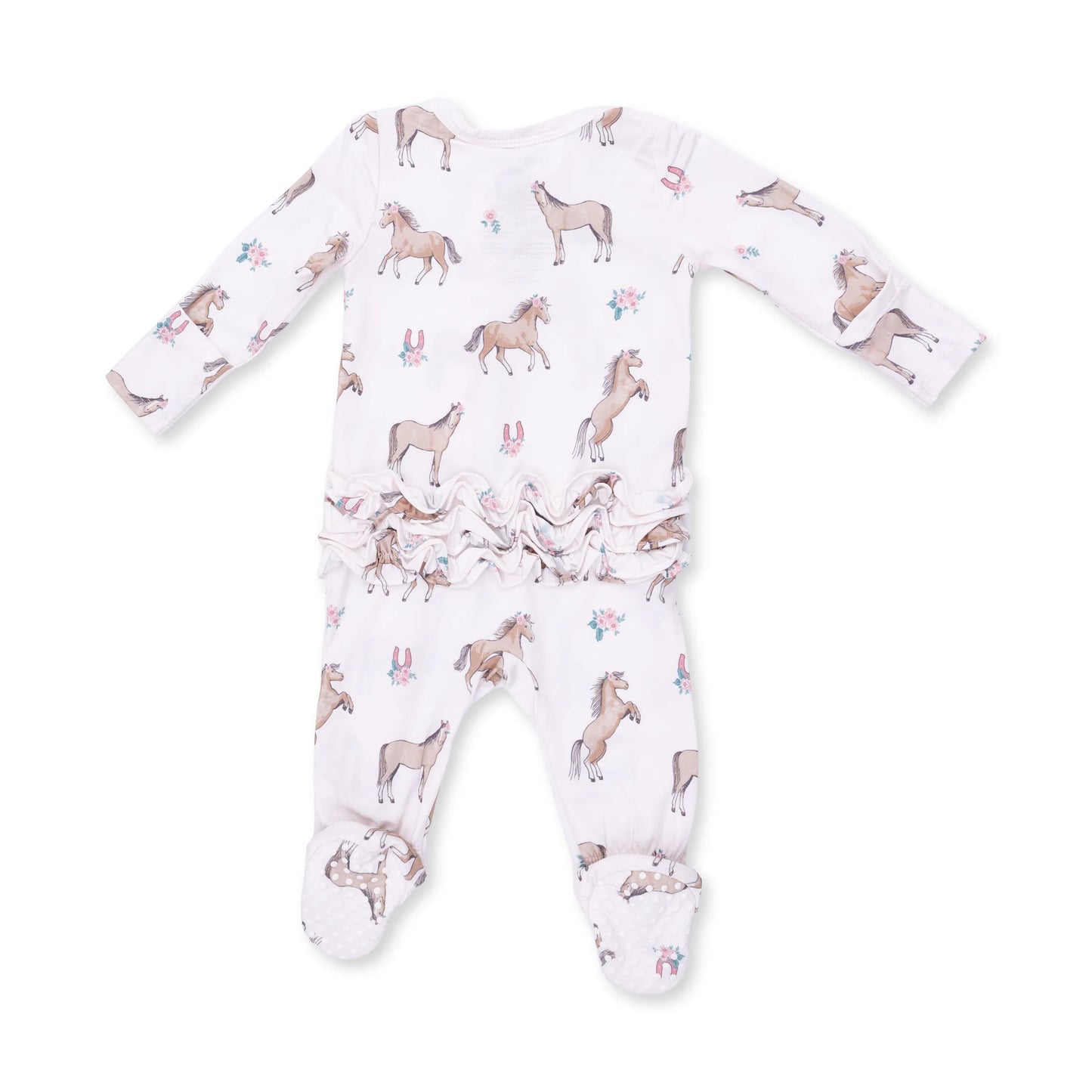 I Love Horses | 2 Way Ruffle Back Zipper Footie